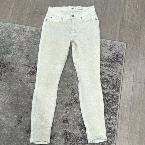 Seven 7 for all Mankind Women's Ivory Malhia Kent Design Stretch Denim Sz 26 - Picture 1 of 5